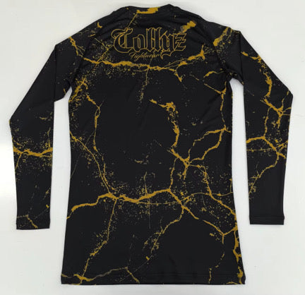Long sleeve compression tee - Gold marble